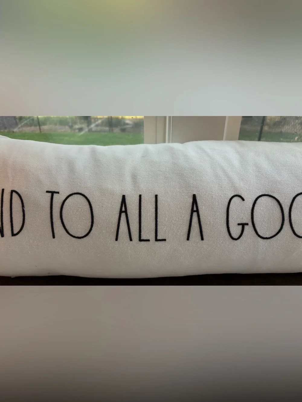 White Christmas Decor Pillow with Black Script